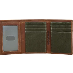 Wolverine Canvas & Leather Trifold Wallet Brown/Olive Outlet
