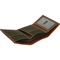 Wolverine Canvas & Leather Trifold Wallet Brown/Olive Outlet
