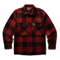 Wolverine Men'S Forge Flannel Overshirt Dark Red Plaid Cheap
