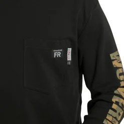 Wolverine Men'S Fr Long Sleeve Print Tee Black Fashion